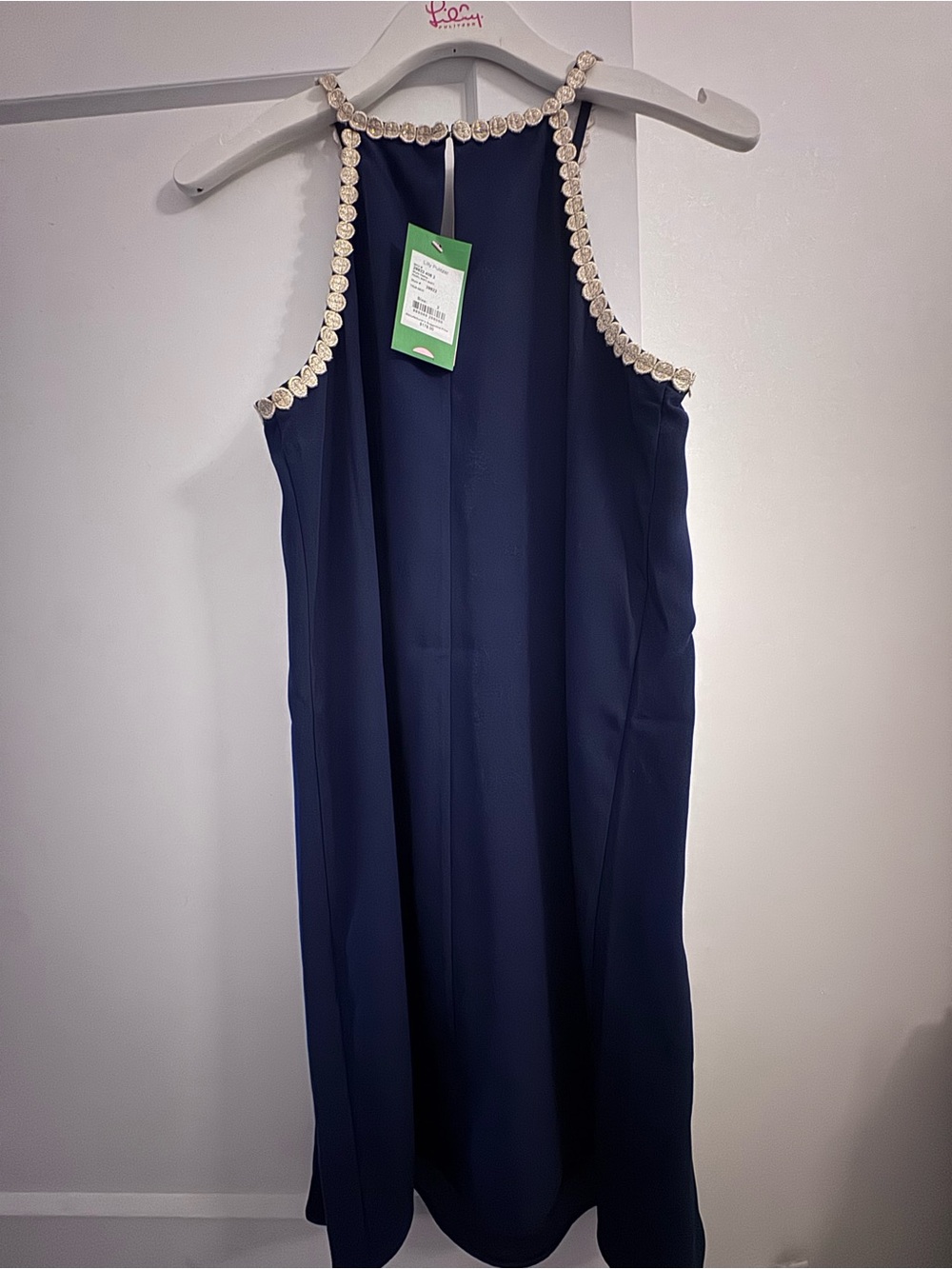 Lilly Pulitzer Navy Dress with Cream Crochet Yoke - Picture 3 of 4